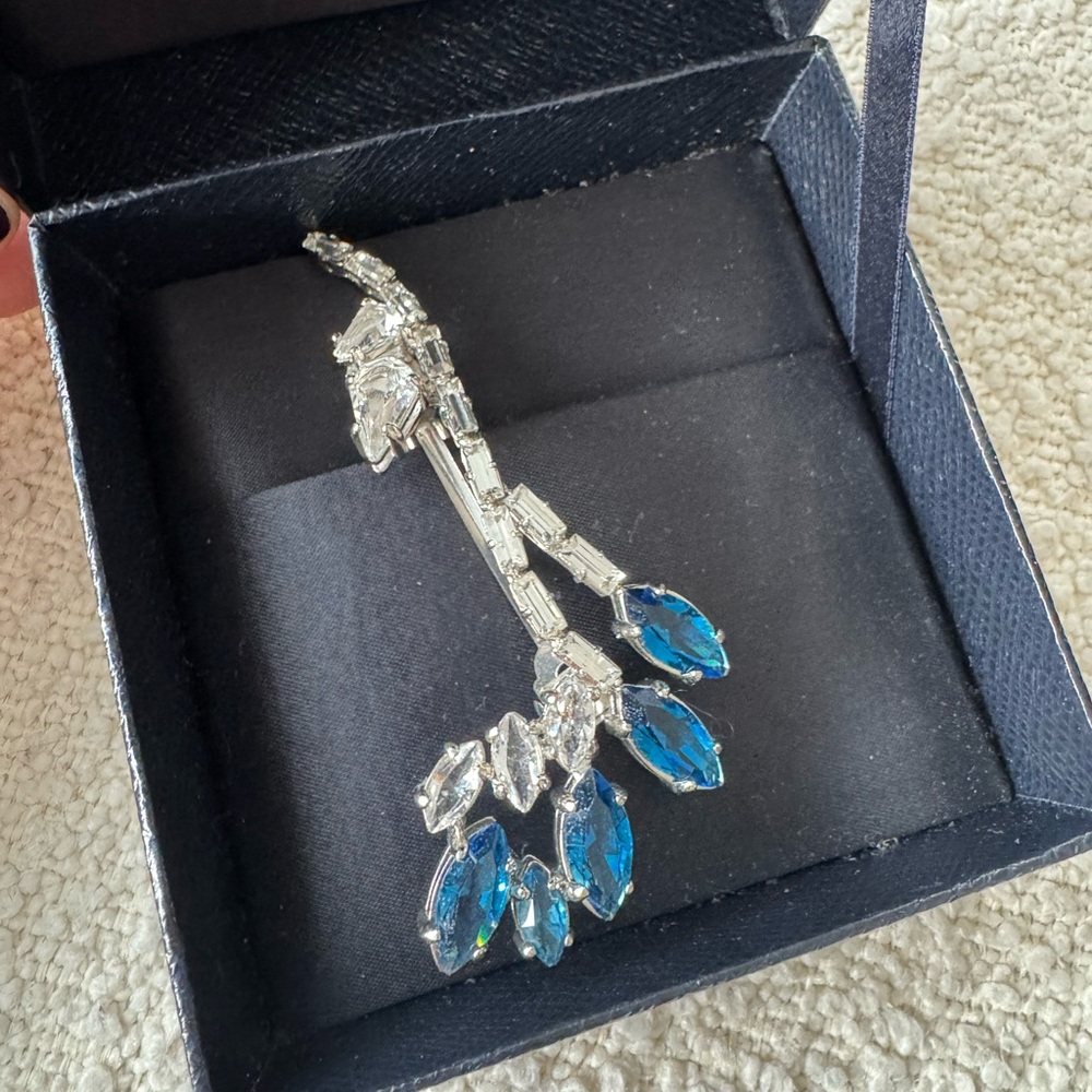 Prada Silver and Blue Crystal Earrings